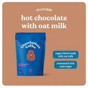 Chamberlain Coffee Hot Chocolate With Oat Milk - Organic Vegan Hot Chocolate Mix - Deep, Velvety Oat Milk Hot Cocoa - Hot or Iced Drink - 16 Servings Per Bag - 10 oz