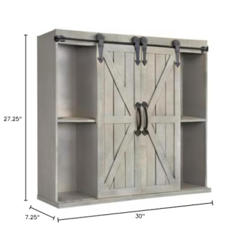 Kate and Laurel Wall Storage Cabinet with Sliding Barn Doors