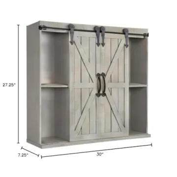 Kate and Laurel Wall Storage Cabinet with Sliding Barn Doors