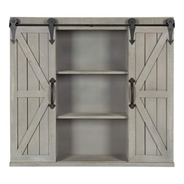 Kate and Laurel Wall Storage Cabinet with Sliding Barn Doors