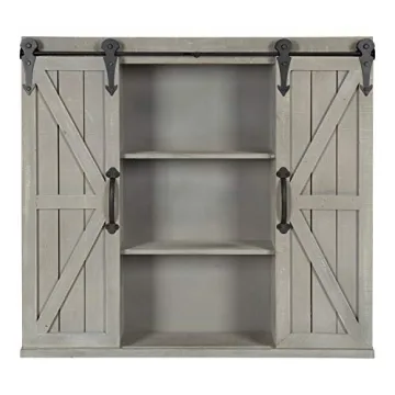 Kate and Laurel Wall Storage Cabinet with Sliding Barn Doors