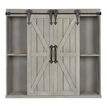 Kate and Laurel Wall Storage Cabinet with Sliding Barn Doors