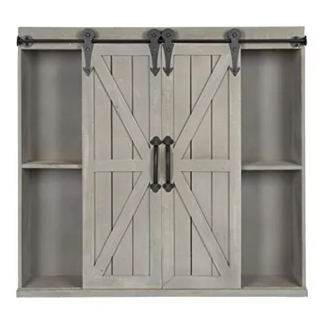 Kate and Laurel Wall Storage Cabinet with Sliding Barn Doors