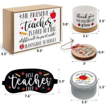 Levfla Teacher Appreciation Gift Basket Thanksgiving B-Day Gift Box for Master Tutor Mr. Mrs. Women Holiday Ornament Succulent Plant Pot Greeting Card Apple Candle Present Idea from Student Set of 5