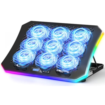 KeiBn Upgraded Gaming Laptop Cooler Pad with 9 Quiet RGB Fans, Cooling Pad for 15.6-17.3 Inch Laptop...