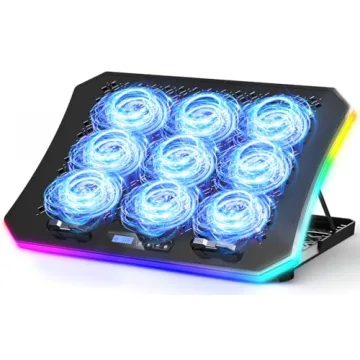 KeiBn Upgraded Gaming Laptop Cooler Pad with 9 Quiet RGB Fans, Cooling Pad for 15.6-17.3 Inch Laptop...