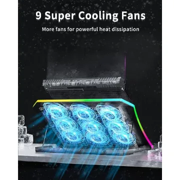 KeiBn Laptop Cooler Pad with 9 RGB Fans and Height Adjustments