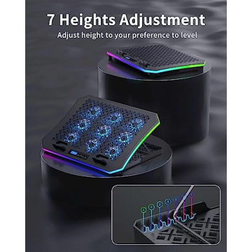 KeiBn Laptop Cooler Pad with 9 RGB Fans and Height Adjustments