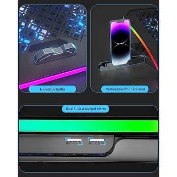KeiBn Laptop Cooler Pad with 9 RGB Fans and Height Adjustments