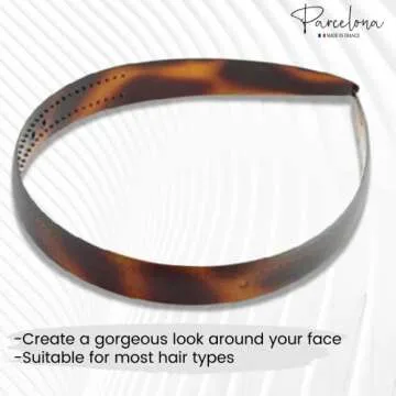 Parcelona French Wide 3/4" Celluloid Headband Women Hair Accessories, Made in France (Tortoise Shell Brown, 3/4")