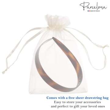 Parcelona French Wide 3/4" Celluloid Headband Women Hair Accessories, Made in France (Tortoise Shell Brown, 3/4")