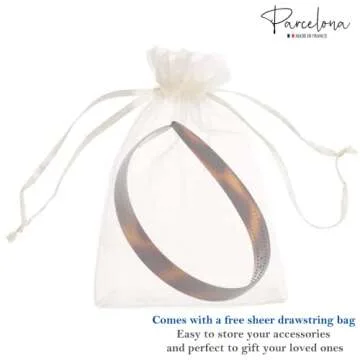 Parcelona French Wide 3/4" Celluloid Headband Women Hair Accessories, Made in France (Tortoise Shell Brown, 3/4")