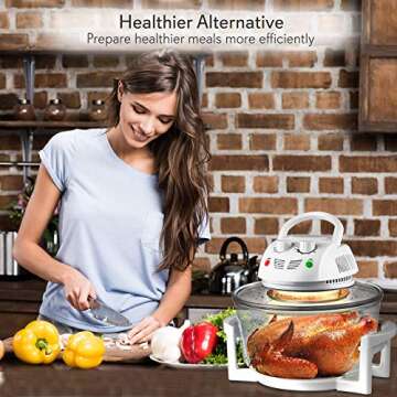 NutriChef Air Fryer, Halogen Infrared Convection Oven - Large 13 Quart Glass Air Fryer, Oil-Free Quick Healthy Meals Multicooker with Time & Temperature Controls, Roast, Fry, Toast or Crisp