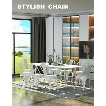 Nazhura Metal Dining Chair Farmhouse Tolix Style for Kitchen Dining Room Café Restaurant Bistro Pat...