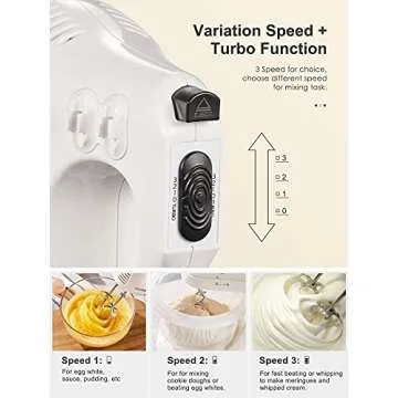 2 in 1 Hand Mixers Kitchen Electric Stand mixer with bowl 3 Quart, electric mixer handheld for Everyday Use, Dough Hooks & Mixer Beaters for Frosting, Meringues & More (White-P)