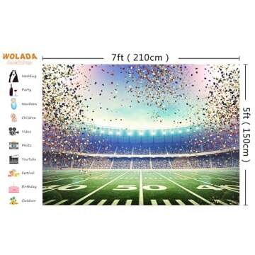 WOLADA 7x5FT Super Bowl Backdrop Super Bowl Sunday Party Backdrop American Football Backdrop Sports Backdrop Super Bowl Photography Background Super Bowl Themed Birthday Backdrop 11982