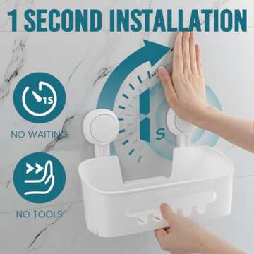 TAILI Shower Caddy Suction Cup 2 Pack, Heavy Duty Bathroom Organizer, Removable Shelves for Inside S...