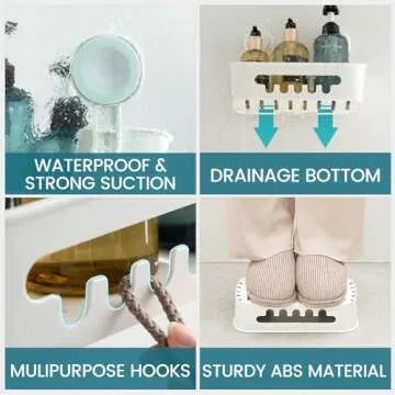 TAILI Shower Caddy Suction Cup - Durable Bathroom Organizer