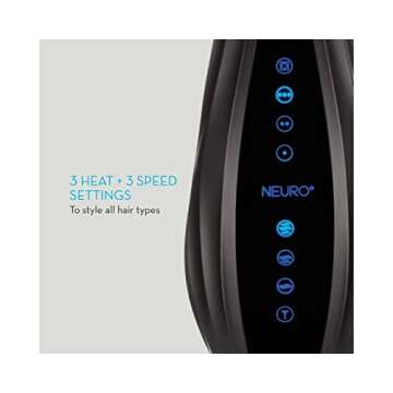 Neuro by Paul Mitchell Halo Tourmaline Touch-Screen Hair Dryer, Multiple Heat + Speed Settings, Cool Shot Button