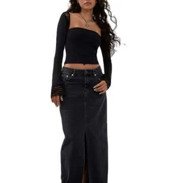 Women Lace Long Sleeve Shirt Y2K Sexy Crop Top