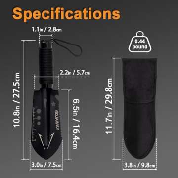 GOJAWAY Backpacking Trowel Camping Shovel Hiking Trowel Ultralight Spade Small Potty Multitool for D...