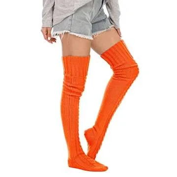 SherryDC Women's Cable Knit Thigh High Socks Winter Boot Stockings Extra Long Over Knee High Leg Warmers