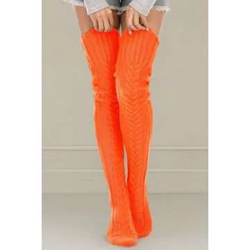 SherryDC Women's Cable Knit Thigh High Socks Winter Boot Stockings Extra Long Over Knee High Leg Warmers
