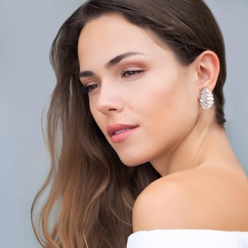 HESSAWELL Silver Twisted Stud Earrings for Women Chunky Jewelry