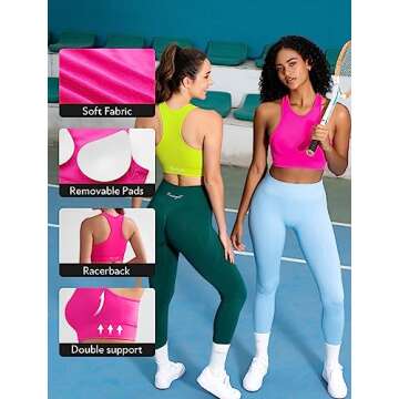 FRESOUGHT Workout Tops with Built in Sports Bra Womens Summer Tops Sexy Cute Pink Crop Tank Top M