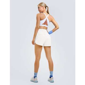 BMJL Women's High Waisted Running Shorts Side Split Athletic Workout Gym Shorts(L,White)