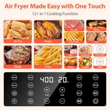 Beelicious® 5.8QT Large Air Fryer, 12-in-1 Digital Airfryer with Clear Window, 40+ Recipes, Flavor-...