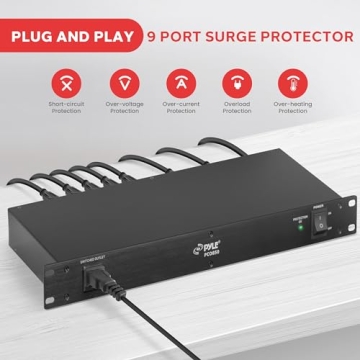 Pyle PDU Surge Protector - 9 Outlet Rack Mount Power Strip