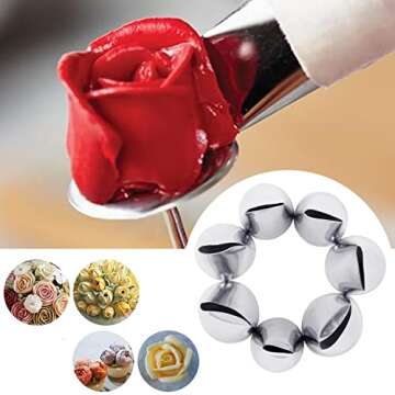 Hendiy 7Pieces/set Cake Decorating Tips Set Cream Icing Piping Fondant Rose Nozzle Pastry Tools Fond...