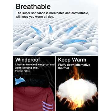 Szory Women's Winter Thicken Coats Warm Puffer Parka Jackets with Removable Fur Hood (Wine Red,Large)