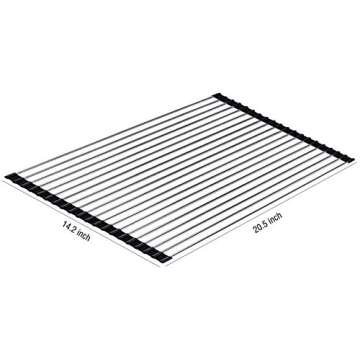 Ahyuan Roll up Dish Drying Rack Over The Sink Kitchen Roll up Sink Drying Rack Portable Dish Drainer Foldable Dish Drying Rack (Black, 20.5''X14'')