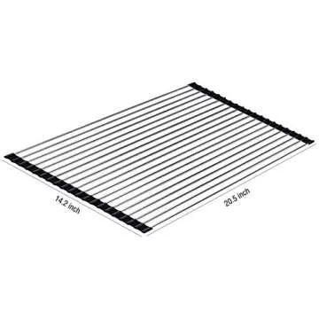 Ahyuan Roll up Dish Drying Rack Over The Sink Kitchen Roll up Sink Drying Rack Portable Dish Drainer Foldable Dish Drying Rack (Black, 20.5''X14'')