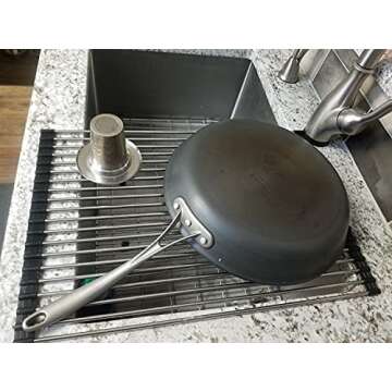 Ahyuan Roll up Dish Drying Rack Over The Sink Kitchen Roll up Sink Drying Rack Portable Dish Drainer Foldable Dish Drying Rack (Black, 20.5''X14'')