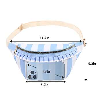 Fashionable Adjustable Belt Bag for Women - Blue Ruffle Design