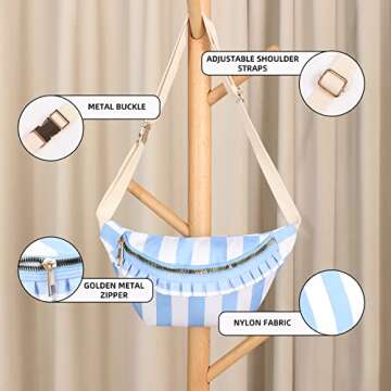 Fashionable Adjustable Belt Bag for Women - Blue Ruffle Design