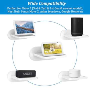 PlusAcc Wall Mount for Show 5 - Space-Saving Wall Stand Shelf Bracket Compatible with Google Nest Hu...