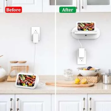 PlusAcc Wall Mount for Show 5 - Space-Saving Wall Stand Shelf Bracket Compatible with Google Nest Hub and Show 5 (3rd & 2nd & 1st Gen), Built-in Cable Management (White)