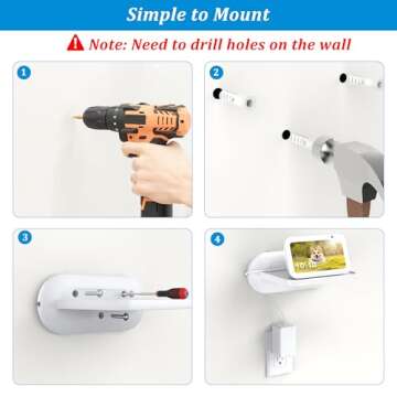 PlusAcc Wall Mount for Show 5 - Space-Saving Wall Stand Shelf Bracket Compatible with Google Nest Hub and Show 5 (3rd & 2nd & 1st Gen), Built-in Cable Management (White)