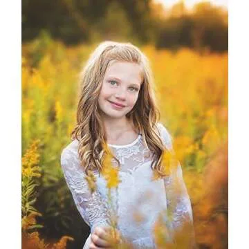 Fancy Ivory White Lace Flower Girl Dress Boho Rustic First Communion Gowns(Size 6,Ivory)