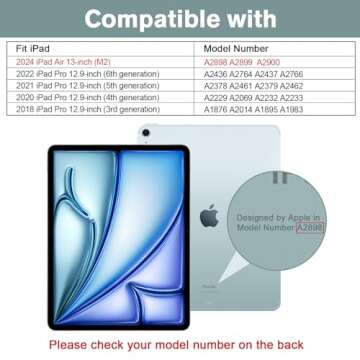 ProCase for iPad Air 13 Inch Case 2024 M2 with Pencil Holder, iPad Air 2024 13 Inch Case Clear Trans...