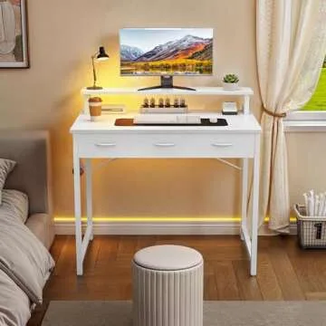 YITAHOME Small Computer Desk with Monitor Stand for Home Office