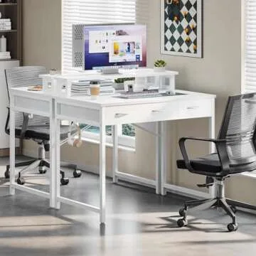 YITAHOME Small Computer Desk with Monitor Stand for Home Office