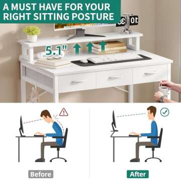 YITAHOME Small Computer Desk with Monitor Stand for Home Office