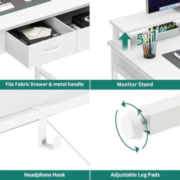 YITAHOME Small Computer Desk with Monitor Stand for Home Office