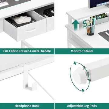 YITAHOME Small Computer Desk with Monitor Stand for Home Office