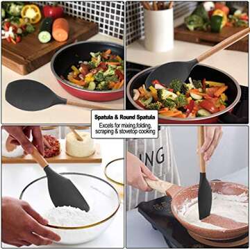 Silicone Cooking Utensils Set - 19 Pcs Kitchen Utensils Heat Resistant/Non-stick/Non Toxic/BPA Free ...